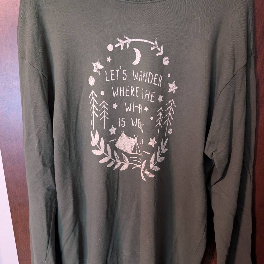 Vintage Olive Graphic Long Sleeve Shirt